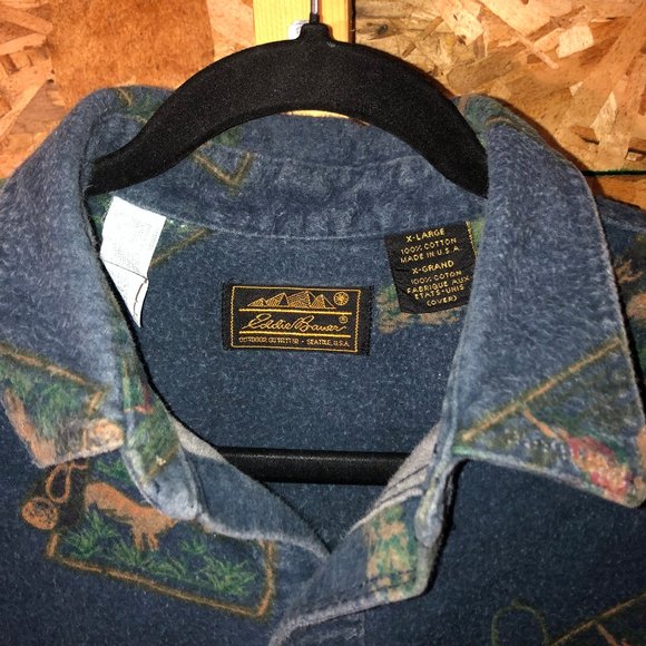 VTG Eddie Bauer Outdoor Print Heavyweight Overshirt Jacket - Picture 3 of 10